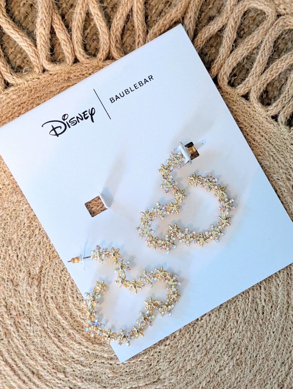 Disney x BaubleBar Let It Glow Mickey Earrings - Gold with Iridescent Crystals